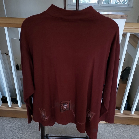 BLUE FISH Red Lagenlook Tunic - Rare Asymmetrical / Hand Printed - Picture 4 of 13